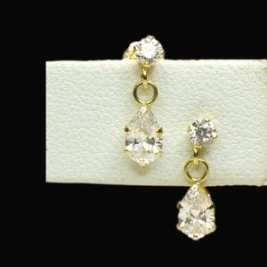 14K Gold Dangling CZ Earrings